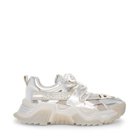 Silver Steve Madden Power Women's Sneakers | PH 2794GNS